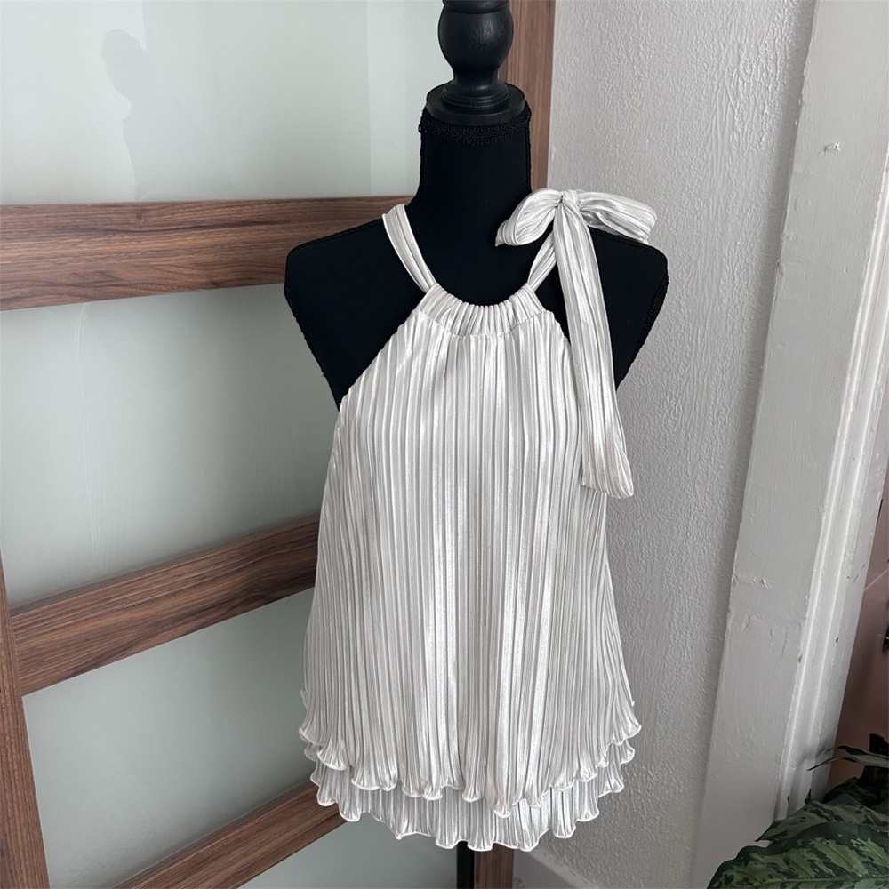 MSK Silver Pleated Women's Blouse
